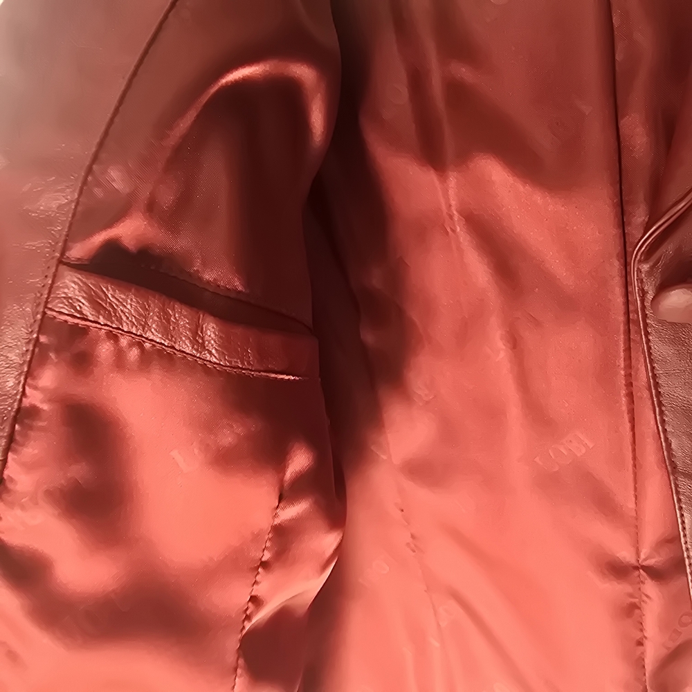 Vintage Lobi Lobi Women’s Genuine Leather Button Up Jacket Red Burgandy XL - Picture 4 of 11